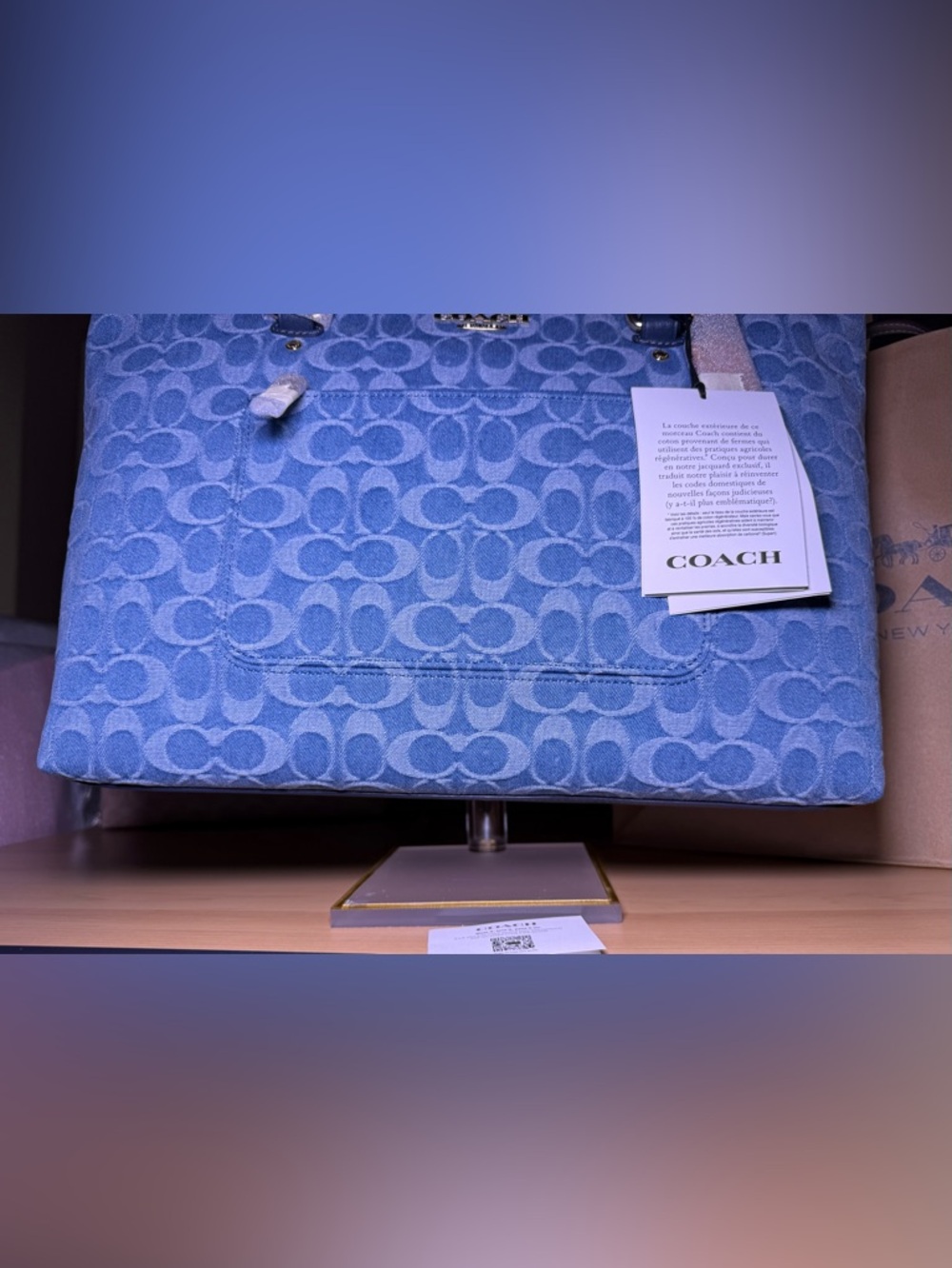 NWT Coach Denim Blue Signature Tote - Picture 3 of 16